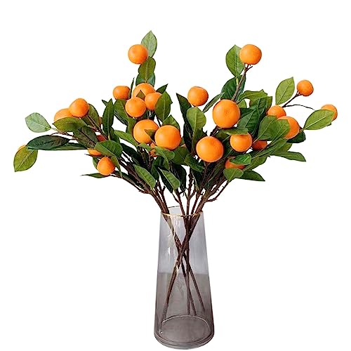 JYCRA 3 Stück künstliche orangefarbene Zweige, 63 cm lang, realistische künstliche orangefarbene Zweige, simulierte Orangenschnitte für Zuhause, Hochzeit, Party-Dekoration (orange) von JYCRA