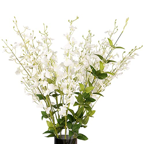 JYCRA 6 Stück Künstliche Phalaenopsis-Blumenzweige, 92 cm, Künstliche Seidenblumen, Gelbe/weiße Orchideen, Künstliche Blumen, Künstliche Seidenpflanzen, Hochzeit, Party, Dekoration, Echte(#2) von JYCRA