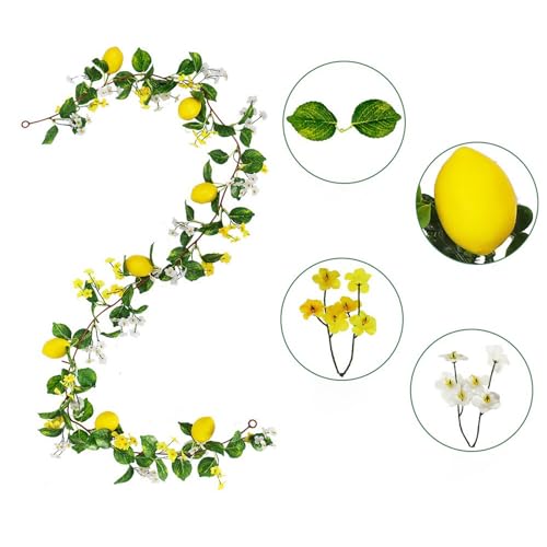 Künstliche Zitronengirlanden, Frühlings-Zitronenpflanzen-Rankengirlande, Künstliche Obst-Hängeranken mit Gänseblümchen für die Hochzeitsdekoration zu Hause(#2) von JYCRA
