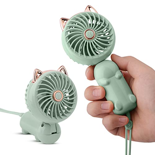 Tragbarer Handventilator, Mini-USB-Ventilator mit wiederaufladbarem Akku und 3 Geschwindigkeiten, niedlicher persönlicher kleiner elektrischer Ventilator für Mädchen/Frauen/Kinder Reisen faltbar von JYPS