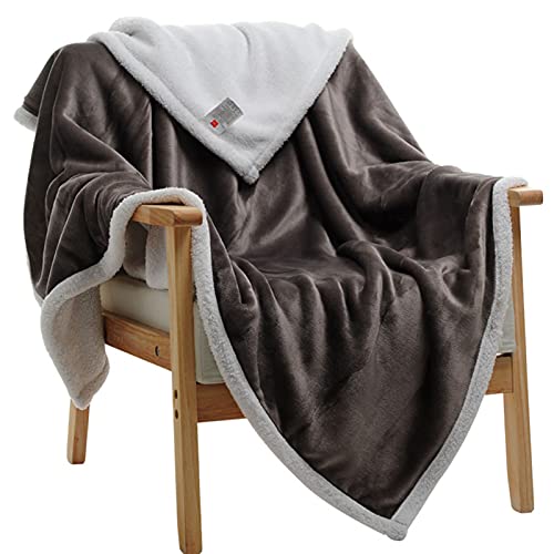 JYSSH Cashmere Kuscheldecke Wohndecke, Dicke Zweiseitige Fleecedecke Schlafdecke, Plüsch Wendedecke Felldecke Als Sofadecke Couchdecke Oder Bettüberwurf,Brown-79 x47/200×120cm von JYSSH