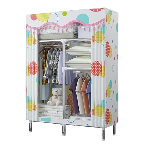 Kleiderschrank Stoffschrank, Faltschrank mit Kleiderstange und Ablagen, Faltbare Garderobe für Schlafzimmer, Ankleidezimmer,White-90x46x170cm von JYSSH