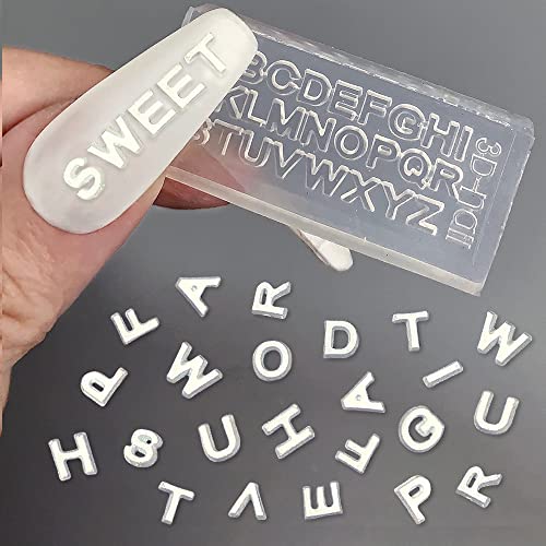 3D Buchstaben Nail Art Resin Silikonform 26 Alphabete Nageldesign Mini Letters Silicone Mold Nagel Gießformen A-Z Buchstabe Nailart Silikonformen Epoxidharz Formen Silikon Gießform für Nägel Zubehör von Jaliya