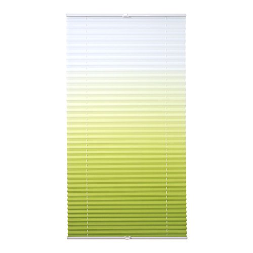 JalousieCrew Klemmfix Plissee mit Farbverlauf Farbe grün - Breite 45 bis 100 cm, Länge 130 cm - Klemm - Rollo ohne zu Bohren (100 x 130 cm) von JalousieCrew