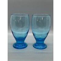 Aqua Blue Glassware, Vintage Weingläser, Weinkelche 2Er-Set von JammysTreasures