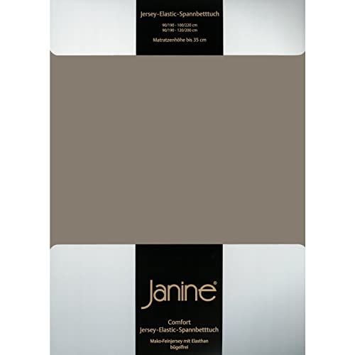 Janine Elastic-Jersey-Spannbetttuch 5002 Fb 57 Taupe 140x200-160x220 von Janine
