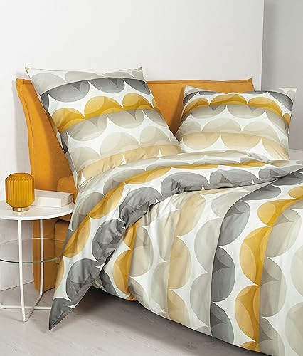 Janine Bettwäsche 135x200cm + 80x80cm Moments - weicher Bettbezug aus Mako Satin - mit Reißverschluss - 100% Baumwolle - Öko-Tex - Sonnengelb helloliv Graphit Janine Bettwäsche 135x200cm + 80x80cm Moments - weicher Bettbezug aus Mako Satin - mit Reißverschluss - 100% Baumwolle - Öko-Tex - Sonnengelb helloliv Graphit von Janine