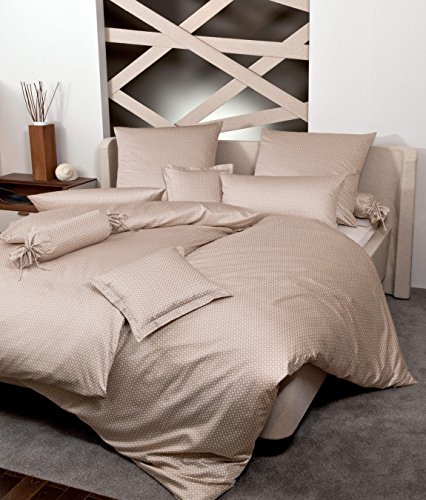 Janine Mako-Satin Bettwäsche modernclassic | beige | 155 x 220 cm von Janine