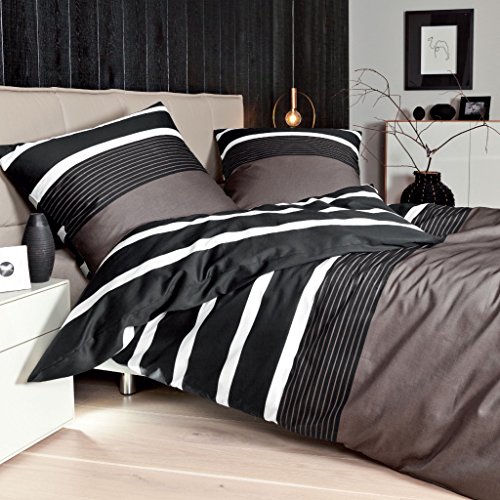 Janine Satin-Bettwäsche J.D. Nougat-schwarz 240 x 220 cm + 2 x 80 x 80 cm Janine Satin-Bettwäsche J.D. Nougat-schwarz 240 x 220 cm + 2 x 80 x 80 cm von Janine