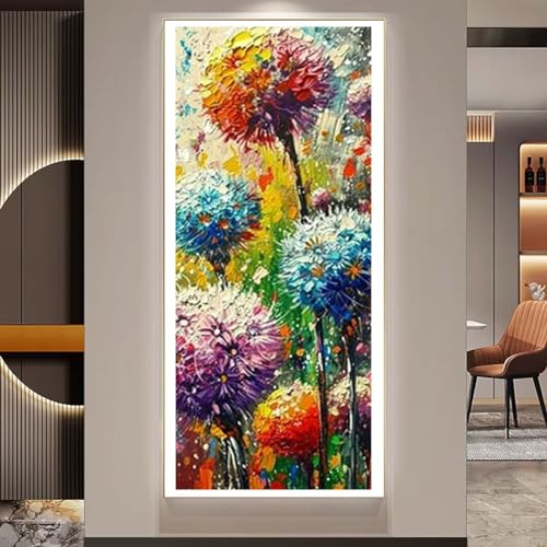 Diamond Painting Löwenzahn Diamant Painting Bilder Kinder Pflanze Diamond Art DIY Set Erwachsene Full Diamond Painting Zubehör, 5d Diamant Malerei Mosaic Stickerei Kits Home Wand Decor 40x120 cm U146 von Janktie