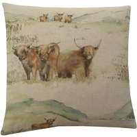 Voyage Maison Leinen Stoff Beige Highland Rinder Kissenbezug/Scheinkissenbezug 40 cm von Janscosycushions