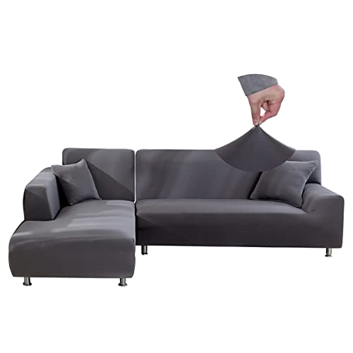 Jaotto Sofa Überwürfe Sofabezug Elastische Spandex Stretch Sofabezüge Couchbezug für L-Form Sofa Universal Waschbar Sofaüberwurf 2er Antirutsch(1 Sitzer+4 Sitzer,Grau) von Jaotto