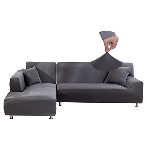 Jaotto Sofa Überwürfe Sofabezug Elastische Spandex Stretch Sofabezüge Couchbezug für L-Form Sofa Universal Waschbar Sofaüberwurf 2er Antirutsch(2 Sitzer+ 4 Sitzer,Grau) von Jaotto