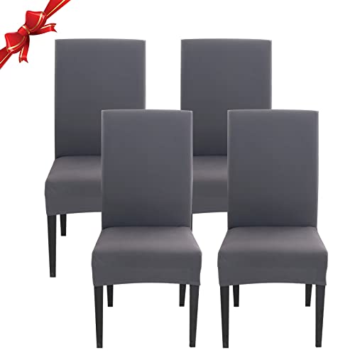 Jaotto Stuhlhussen 4 Stück Universal, Stuhlhusse Stretch 4er Set Moderne, Stuhlhussen Schwingstühle Elastische Langlebig Stuhlhussen für Esszimmer Bankett Deko,Dunkelgrau von Jaotto