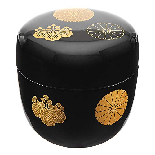 Japanische Matcha Teedose NATSUME für Matchapulver Schwarz Gold hergestellt in Japan Ø 6,7 cm H.6,7 cm für ca. 40g Matcha von Japan Shop Yumeya