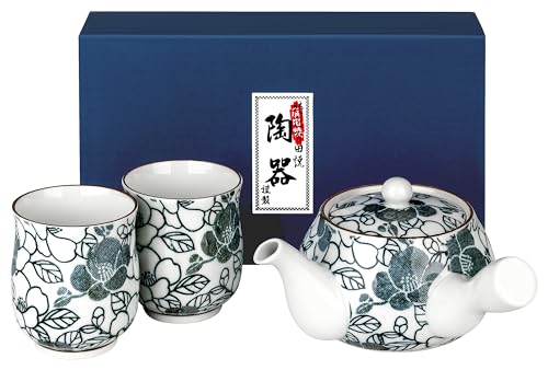 Porzellan Teeset HANA in Geschenkbox hergestellt in Japan Kanne 400 ml von Japan Shop Yumeya