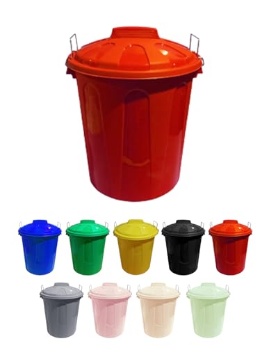 Jardin202 - Abfalleimer aus Kunststoff mit Deckel | Aufbewahrungseimer und Recycling | Hohe Festigkeit | 50 Liter (rot) von Jardin202