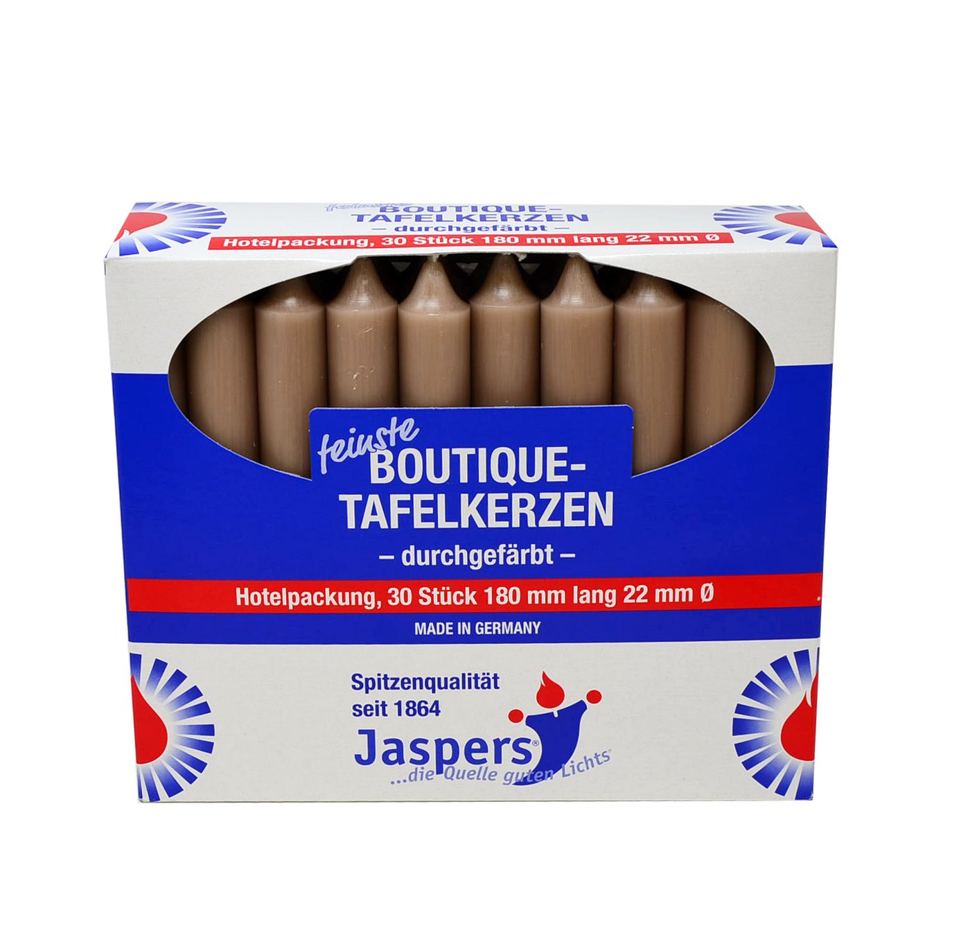 Jaspers Kerzen Tafelkerze Boutique-Kerzen Hotelpackung flachs 30er Pack durchgefärbt von Jaspers Kerzen