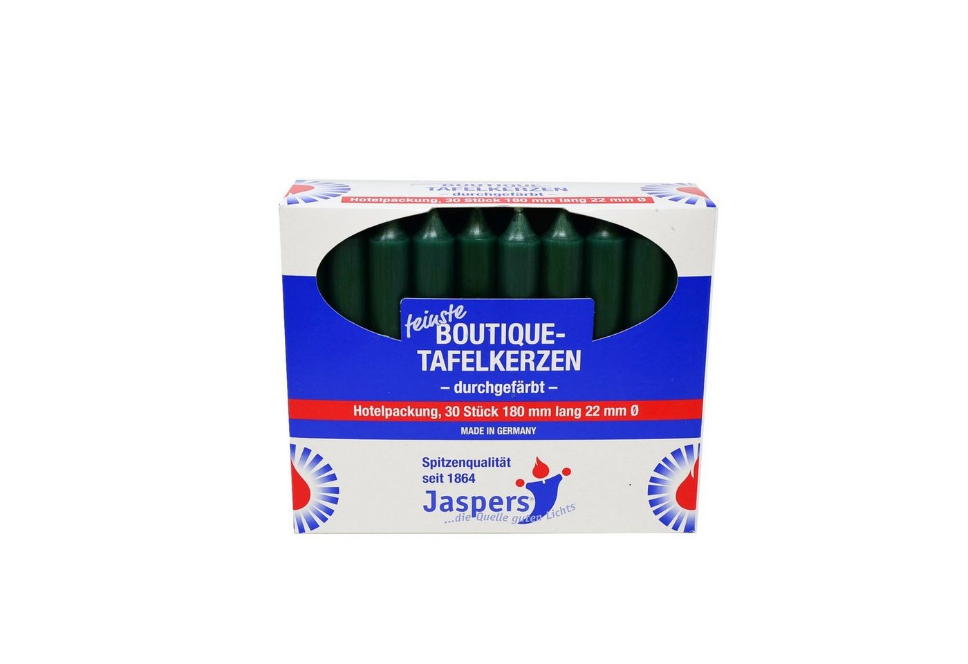 Jaspers Kerzen Tafelkerze Boutique-Kerzen Hotelpackung jagdgrün 30er Pack durchgefärbt von Jaspers Kerzen