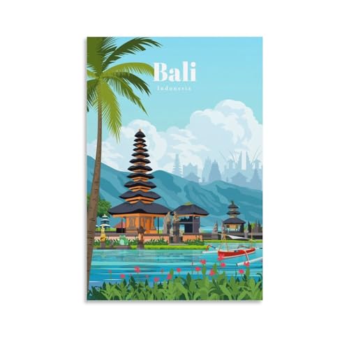 Jdheeh Vintage Bali Indonesien Reiseposter auf Leinwand, Kunstposter, Wanddekoration, Poster, 20 x 30 cm von Jdheeh