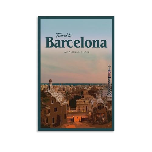 Jdheeh Vintage Barcelona Reiseposter auf Leinwand, Kunstposter, Wanddekoration, Poster, 20 x 30 cm von Jdheeh