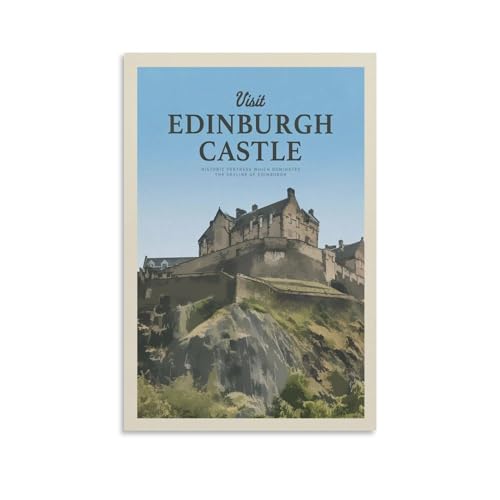 Jdheeh Vintage Edinburgh Castle Reiseposter auf Leinwand, Kunstposter, Wanddekoration, Poster, 30 x 45 cm von Jdheeh