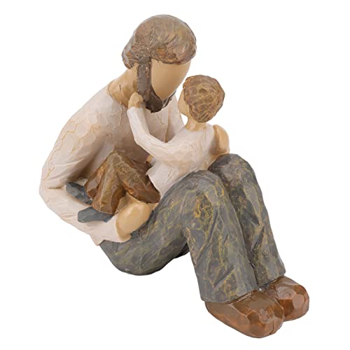 Jeanoko Vater und Sohn Statue, Handbemalt, Lebensechte Erscheinung, Vater-Kind-Figur, Familienfigur für Bücherregal, Schrank, Tischplatte Dekoration von Jeanoko