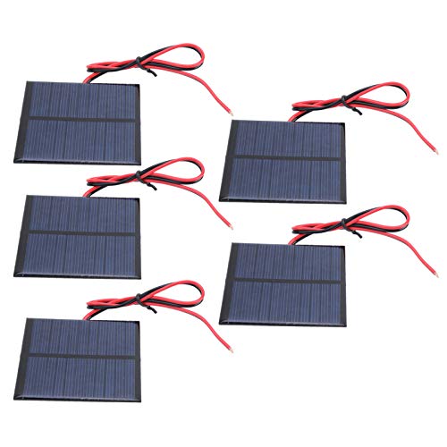 Jeanoko Stabiles 5,5-V-DC-Solarmodul 5 Stück 65 * 65 mm 0,6 W Solarbatterie mit 30 cm Kabel von Jeanoko