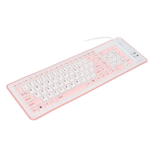 Jectse Faltbare Silikon-Tastatur, USB-Kabel, 103 Tasten, Wasserdicht, Tragbar, Aufrollbar, Leises Tippen, Weiche Zweifarbige, Vollständig Versiegelte Touch-Tastatur für PC, Notebook, von Jectse