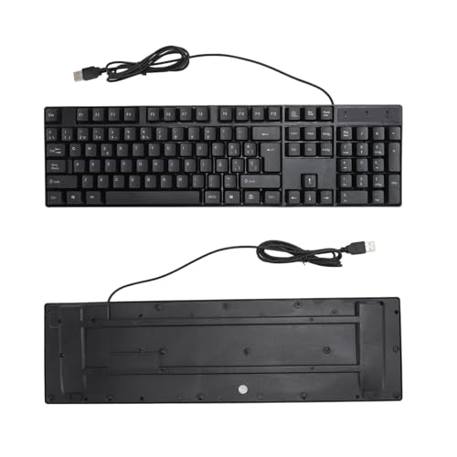 Jectse Minderheitensprachen-Tastatur, 104 Tasten, USB-kabelgebundene Gaming-Tastatur mit 4,9 Fuß Langem Kabel, Ergonomische, Ultradünne, Leichte, (Spanisches QWETZ-Layout) von Jectse