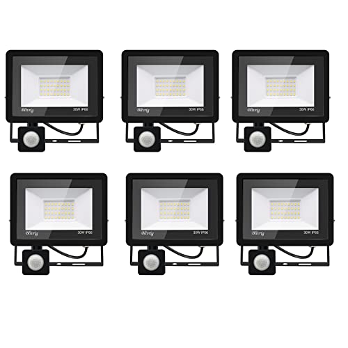 6*30w led strahler bewegungsmelder,3000LM LED Strahler Außen mit Bewegungsmelder IP66 Scheinwerferled aussenstrahler mit bewegungsmelder Warmweiß 3000K Außenstrahler LED Fluter Flutlicht für Garage von Jefedana