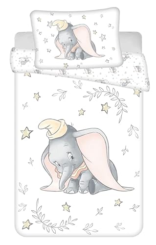 Jerry Fabrics Baby-Bettwäsche Dumbo Stars, 100% Baumwolle, Bettbezug 100 x 135 cm und Kissenbezug 40 x 60 cm von Jerry Fabrics