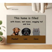 Dieses Haus Ist Gefüllt Mit Küssen, Nassen Nasen - Haustier Personalisierte Fußmatte Individuelle Hund Katze Willkommen Matte Housewarming von JessicaRCrafts