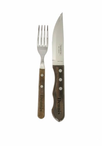 Jessis Geschenkeschmiede Steakmesser, Steakgabel, Steakbesteck Set Jumbo von Tramontina persönliche Gravur mit Namen graviert von Jessis Geschenkeschmiede