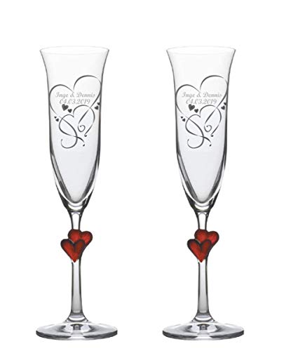 Sekt-Champagner-Gläser, Sektkelche L'Amour, graviert, 2er Set personalisiert-e Gravur, ein persönliches Geschenk zur Hochzeit, Jahrestag, Valentinstag von Jessis Geschenkeschmiede