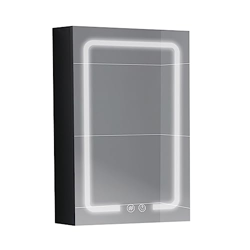 JingYi Store Spiegelschrank Aus Aluminiumlegierung Wandspiegelschrank Badezimmerspiegel Badezimmerspiegelbox Wasserdicht Und Feuchtigkeitsbeständig (Color : Black, Size : 48 * 12 * 68cm) von JingYi Store
