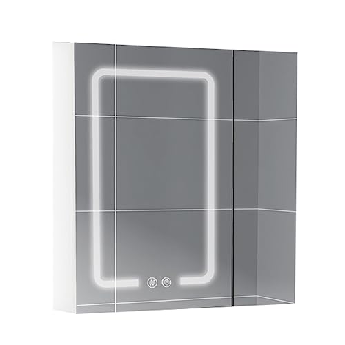 JingYi Store Spiegelschrank Aus Aluminiumlegierung Wandspiegelschrank Badezimmerspiegel Badezimmerspiegelbox Wasserdicht Und Feuchtigkeitsbeständig (Color : White, Size : 60 * 12 * 68cm) von JingYi Store