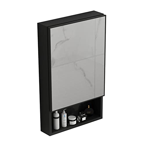 JingYi Store Spiegelschrank Space-Aluminium-Spiegelschrank Badezimmerschrank Badezimmerspiegelschrank Wandschrank (Color : Black, Size : 40 * 11 * 65cm) von JingYi Store