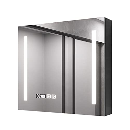 Massivholz-Spiegelschrank Eleganter Badezimmerspiegelschrank Wandspiegelschrank Badezimmerspiegel Aufbewahrungsschrank (Color : Black, Size : 58 * 12 * 70cm) von JingYi Store
