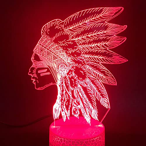 Jinson well 3D Alte Indianer Lampe optische Illusion Nachtlicht, 7 Farbwechsel Touch Switch Tisch Schreibtisch Dekoration Lampen mit Acryl Flat ABS USB Kabel Spielzeug von Jinson well