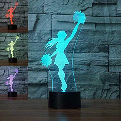 Jinson well 3D Cheerleader Lampe optische Illusion Nachtlicht, 7 Farbwechsel Touch Switch Tisch Schreibtisch Dekoration Lampen mit Acryl Flat ABS Base USB von Jinson well