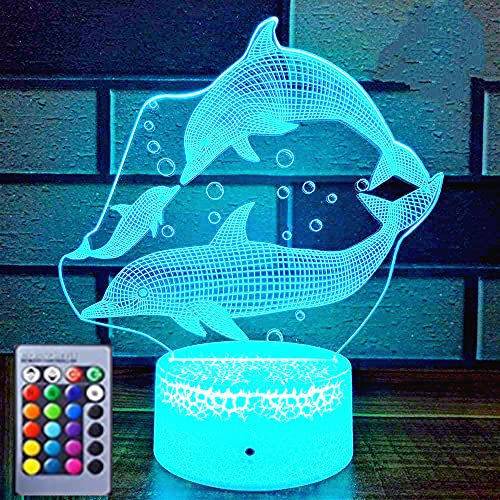Jinson well 3D Delfin Fische Nachtlicht led Lampe optische Nacht licht Illusion 16 Farbwechsel Schreibtisch Dekoration Lampen Acryl USB Spielzeug von Jinson well