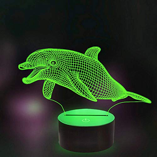 Jinson well 3D Delfin Fische Nachtlicht led Lampe optische Nacht licht Illusion 7 Farbwechsel Touch Switch Tisch Schreibtisch Dekoration Lampen mit Acryl USB Spielzeug von Jinson well