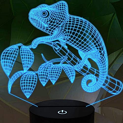 Jinson well 3D Echse Lampe optische Illusion Nachtlicht 7 Farbwechsel Touch Switch Tisch Schreibtisch Dekoration Lampen perfekte mit Acryl Base USB Kabel kreatives Spielzeug von Jinson well