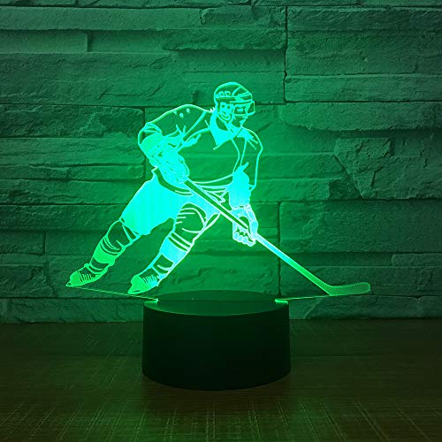 Jinson well 3D Eishockey Spieler Lampe licht led Illusion Nachtlicht, 7 Farbwechsel Touch Switch Tisch Schreibtisch Dekoration Lampen perfekte mit Acryl ABS Base USB Kabel Spielzeug von Jinson well