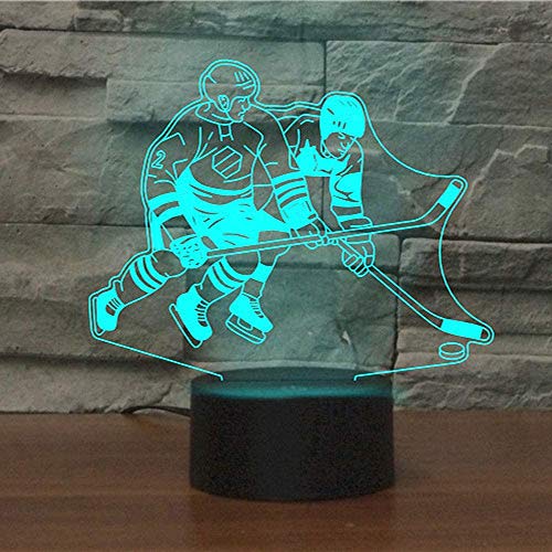 Jinson well 3D Eishockey Spieler Nachtlicht led Lampe optische Nacht licht Illusion 7 Farbwechsel Touch Switch Tisch Schreibtisch Dekoration Lampen USB Spielzeug von Jinson well