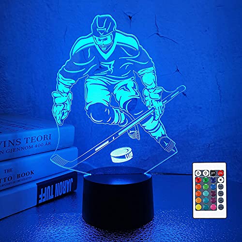 Jinson well 3D Eishockey Spieler Nachtlicht led licht Lampe optische Nacht licht Illusion 7 Farbwechsel Touch Switch Tisch Schreibtisch Dekoration Lampen mit Acryl Flat ABS Base USB Spielzeug von Jinson well