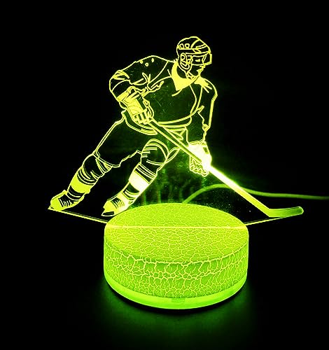 Jinson well 3D Eishockey Spieler led Nachtlicht Lampe optische Nacht licht Illusion 7 Farbwechsel Touch Switch Tisch Schreibtisch Dekoration Lampen mit Acryl Flat ABS Base USB Spielzeug von Jinson well