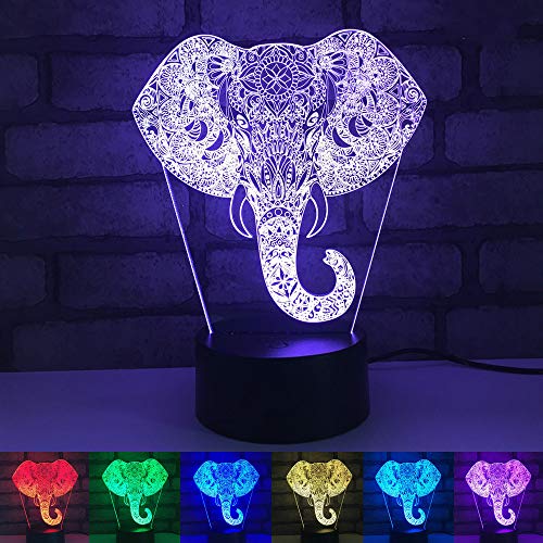 Jinson well 3D Elefant Lampe led Illusion Nachtlicht licht 7 Farbwechsel Touch Switch Tisch Schreibtisch Dekoration Lampen Acryl ABS Base USB Kabel Spielzeug von Jinson well