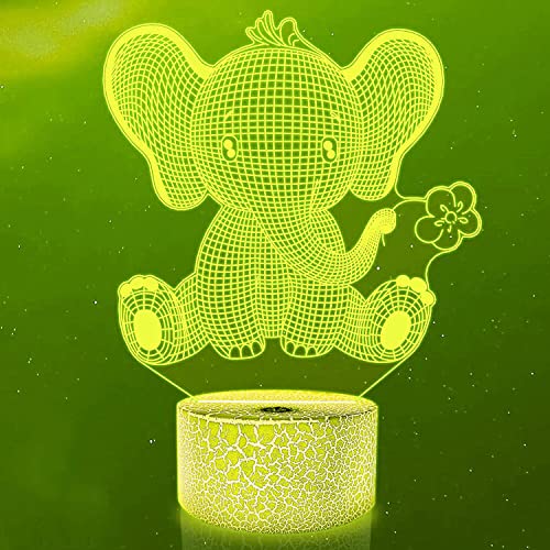 Jinson well 3D Elefant Lampe optische Illusion Nachtlicht nacht licht led 7 Farbwechsel Touch Switch Tisch Schreibtisch Dekoration Lampen mit Acryl Flat USB Kabel Spielzeug von Jinson well